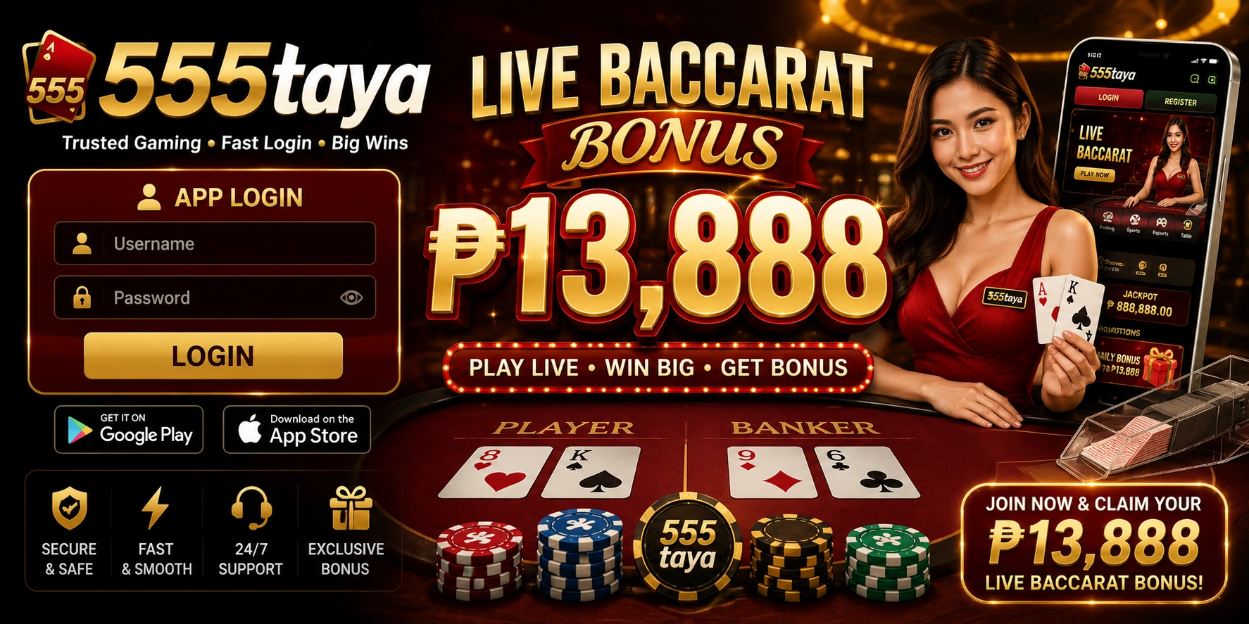 555Taya live casino banner 3