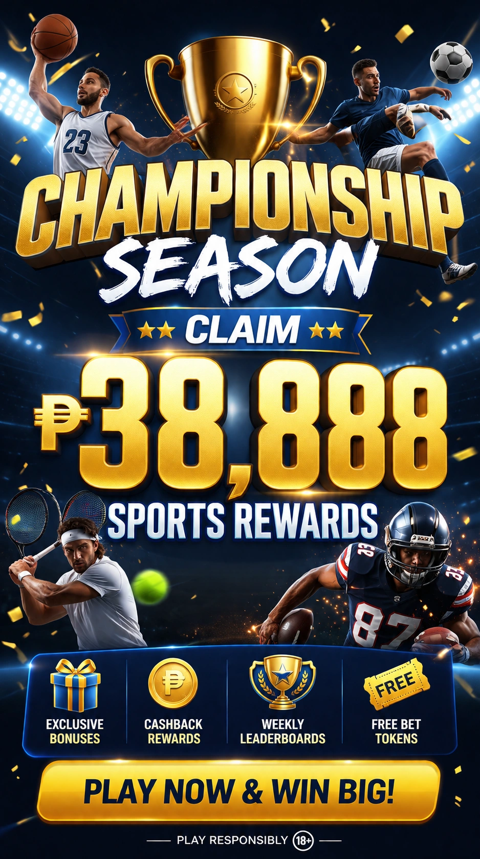 Sports banner for mobile betting and live betting entry